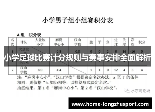 小学足球比赛计分规则与赛事安排全面解析